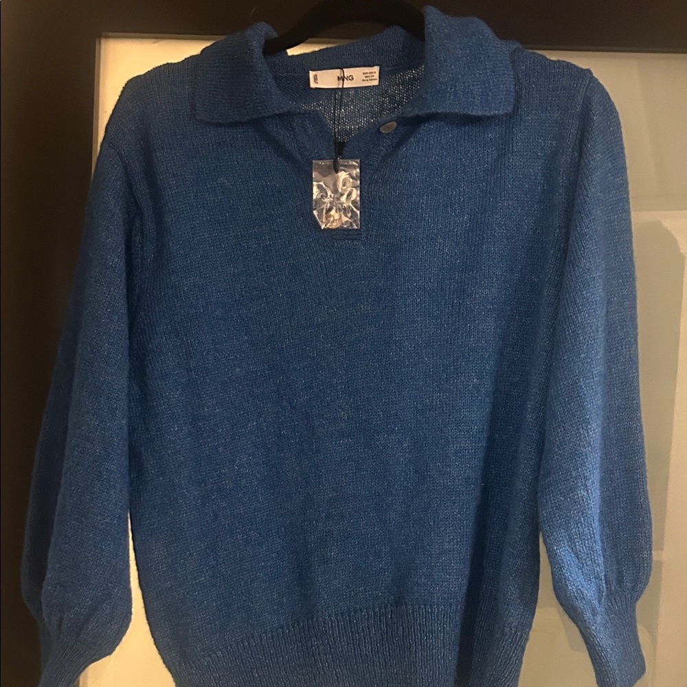 Mango Sky Blue Knit Top